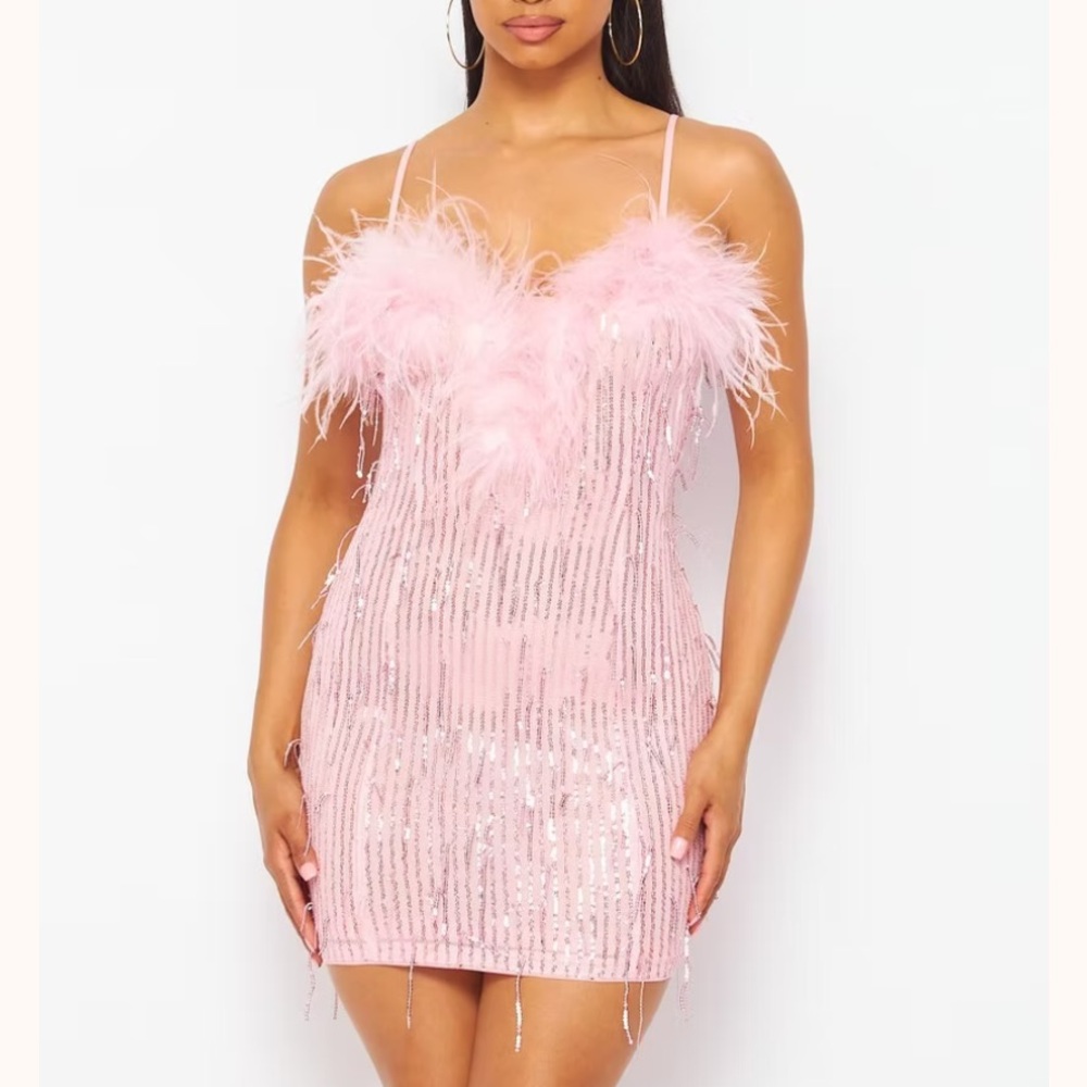 Hot & Delicious Sequin Feather Dress
